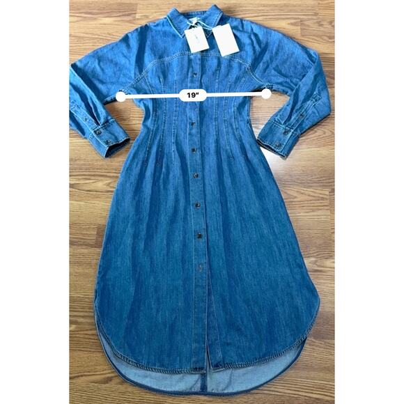 COS  OVERSIZED WAISTED DENIM MIDI SHIRT DRESS SIZE 4/ small - Picture 4 of 12